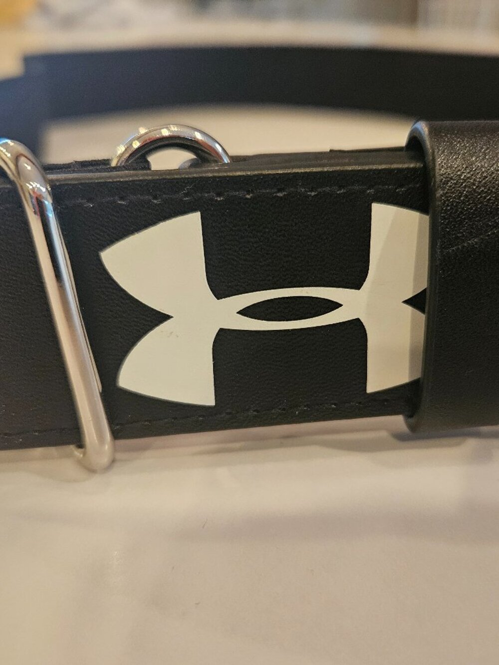 Under Armour Black Leather Belt Silver Buckle Men's 34-36